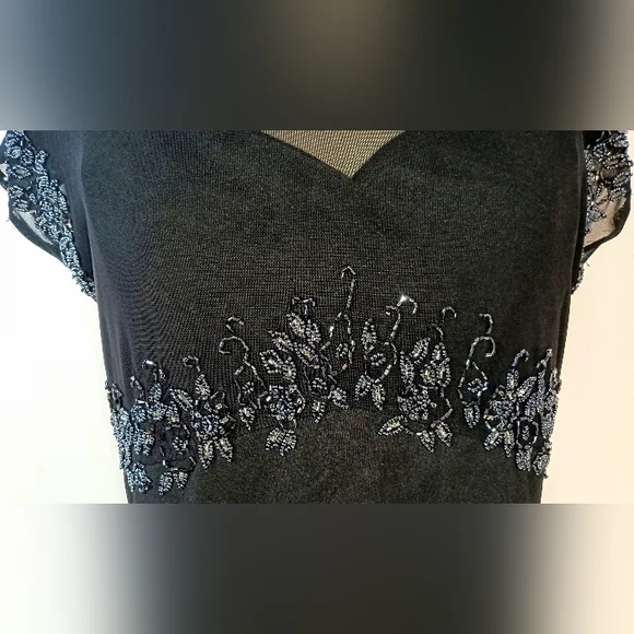 Vintage :: Ste'nay Sequin Regency Beaded Black Maxi Formal Event Dress Size 12 - Picture 5 of 13